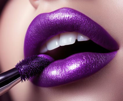 Fashionable types of lipsticks,red, black, pink and maroon. AI generative.
