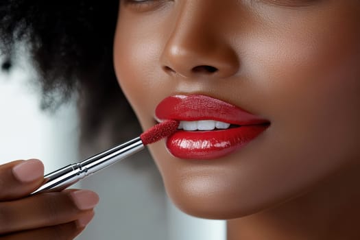 Fashionable types of lipsticks,red, black, pink and maroon. AI generative.