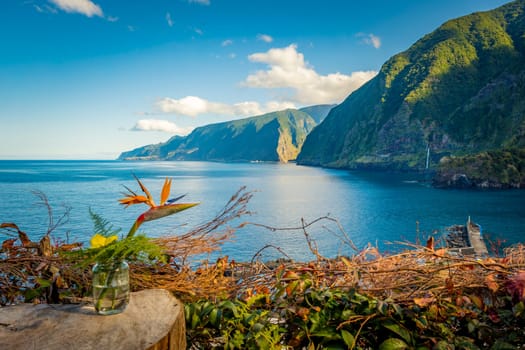 Northern coastline view on the nature of Madeira Island, Portugal, as seen from Seixal village