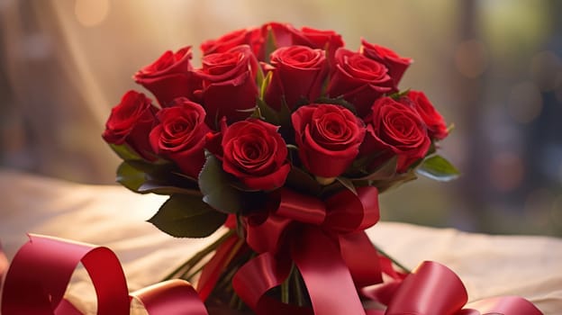 Crimson red rose flowers bouquet. Neural network AI generated art
