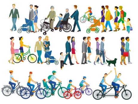 a group of people and families, illustration isolated