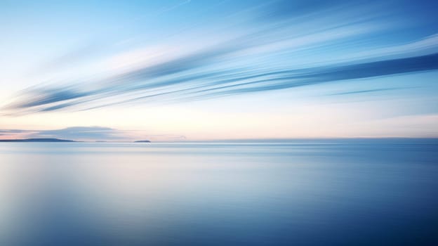Wonderful peaceful sunset at the sea, seascape background, tender and natural colors. Neural network AI generated art