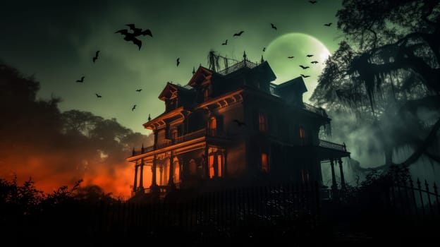 Haunted House with Dark Horror Atmosphere. Neural network AI generated art