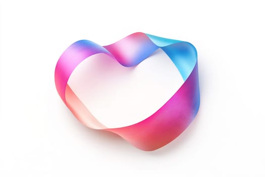A vibrant, flowing ribbon of pink and blue gracefully twists against a clean white backdrop, creating a dynamic and modern visual effect.