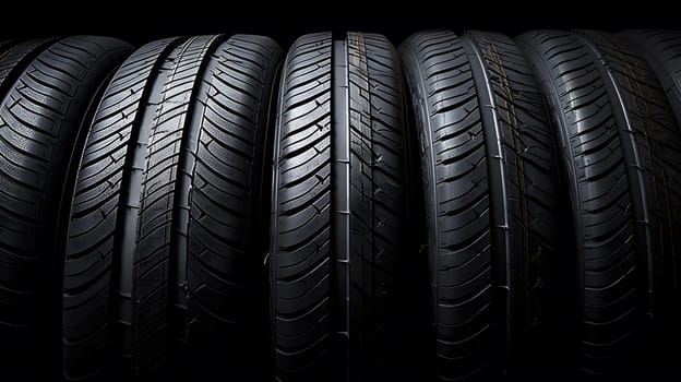 Tire stack background. Neural network AI generated art