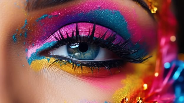 Eye with rainbow makeup. Neural network AI generated art