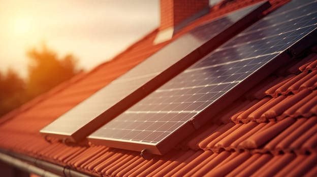 Solar panels on the roof. Neural network AI generated art