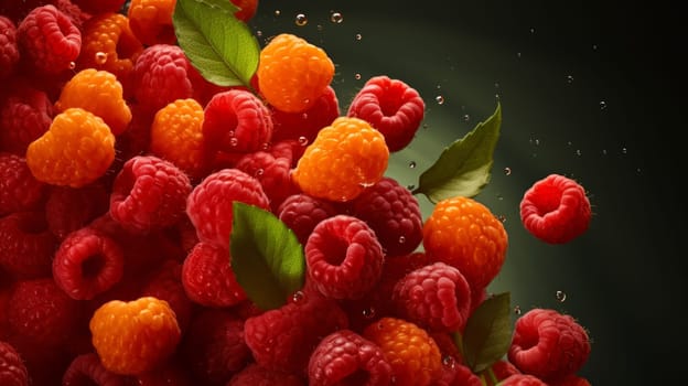 Lots of fresh salmonberries. ai generated art image