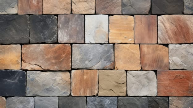 Natural stone wall cladding, brick work, ceramic vitrified high deep elevation tile design. Neural network ai generated art