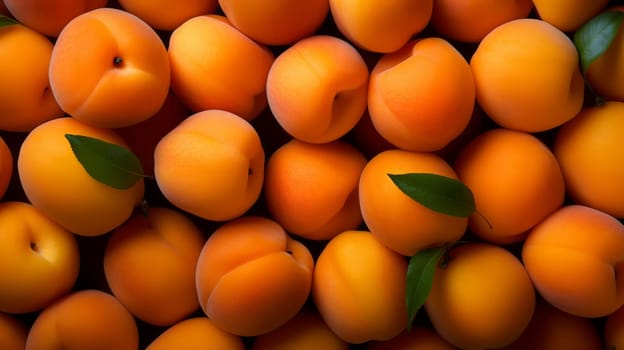 fresh ripe apricots as background, top view. ai generated art image