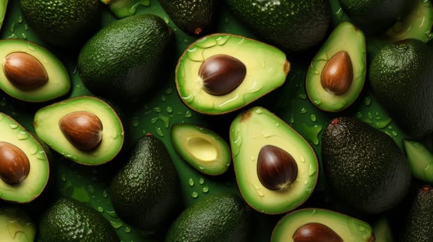 Fresh tropical avocado fruit background. ai generated art image