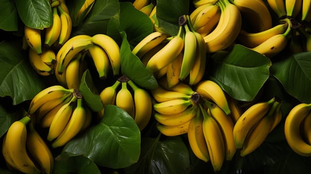 Fresh banana yellow background. ai generated art image