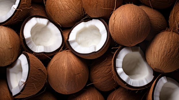 Lots of coconuts background. ai generated art image