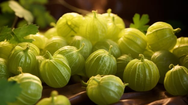 Lots of fresh gooseberries. ai generated art image