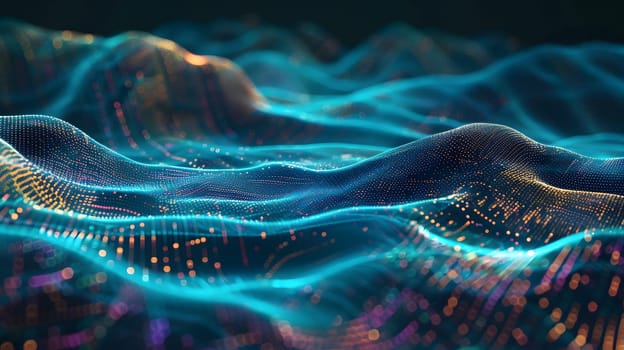Digital abstract background. Can be used for technological processes, neural networks and AI, digital storages, sound and graphic forms, science, education, etc.