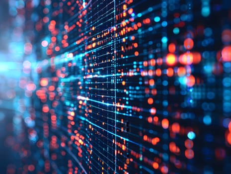 Digital abstract background. Can be used for technological processes, neural networks and AI, digital storages, sound and graphic forms, science, education, etc.