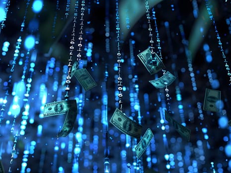 Abstract digital money rain concept