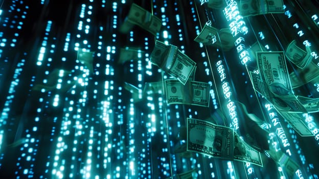 Abstract digital money rain concept