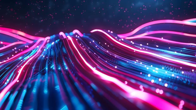 abstract futuristic background with pink blue glowing neon