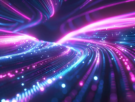abstract futuristic background with pink blue glowing neon