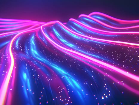 abstract futuristic background with pink blue glowing neon