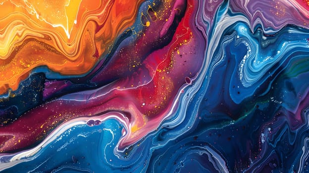 Abstract marble acrylic paint ink painted waves