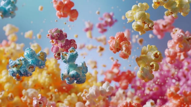 A mesmerizing display of levitating candy-coated popcorn