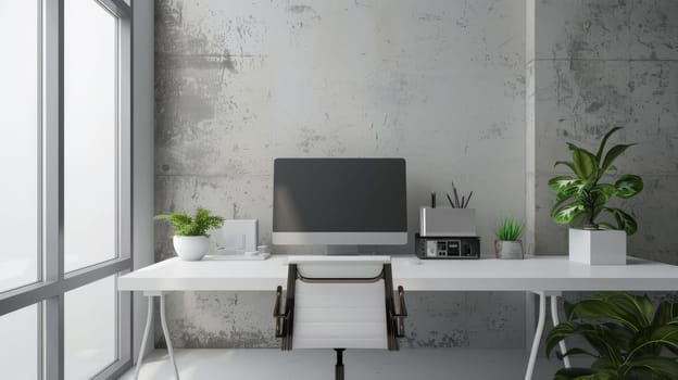 A minimalist work area with clean lines and uncluttered surfaces