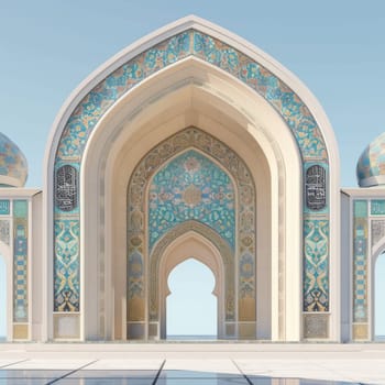 Beautiful Islamic architecture with space for your promotional text.
