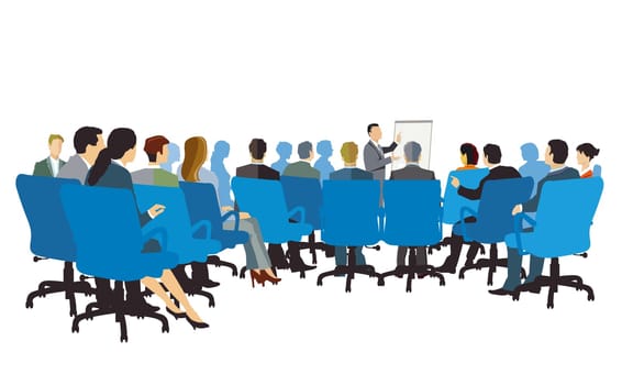 People at a training and seminar, illustration