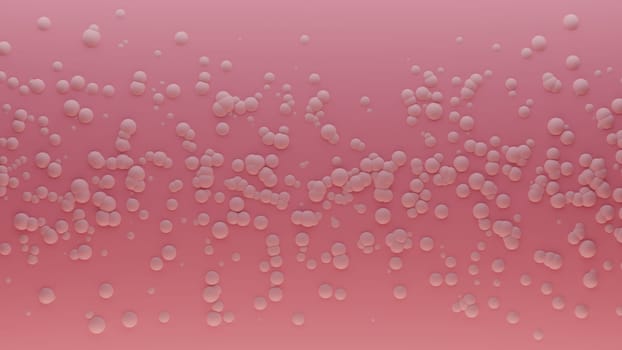 Baby pink bubbles over pink surface, monochromatic abstract background. Digital 3D rendering.