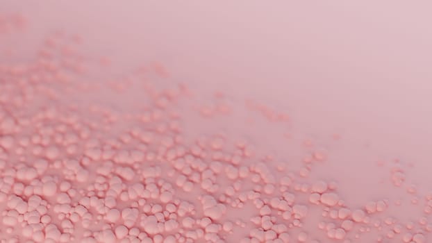 Baby pink bubbles over pink surface, monochromatic abstract background. Digital 3D rendering.