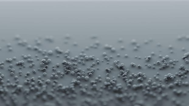 Bubbles over gray surface, abstract background. Digital 3D rendering.
