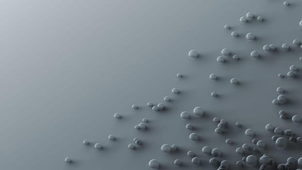 Bubbles over gray surface, abstract background. Digital 3D rendering.
