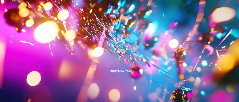 Bright lights and vibrant colors fill the atmosphere creating a festive ambiance to welcome the New Year with joy and excitement.