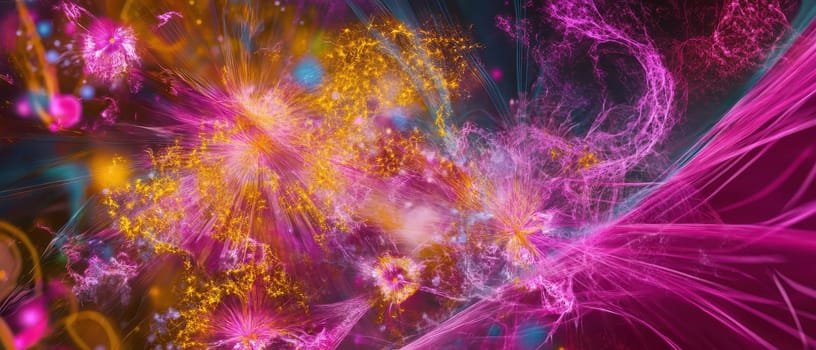 Bright swirls of color and light create an energetic abstract design filled with vibrant hues and dynamic shapes.