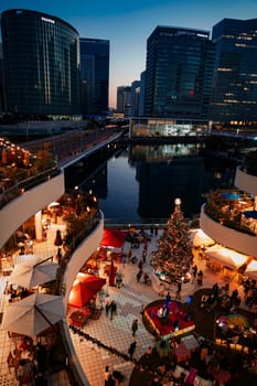 Christmas market at night. Shooting Location: Kanagawa Ward, Yokohama City