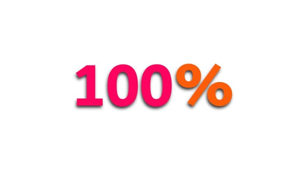 100 text. Computer generated 3d render