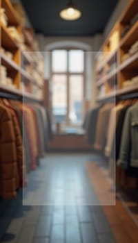 In a contemporary clothing store, racks display an assortment of fashionable apparel. The bright lighting enhances the inviting atmosphere, making it ideal for shoppers to explore. Bokeh. Generate AI.