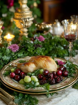 Sweet and spicy chicken with cranberries. AI generative.
