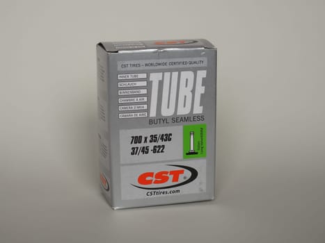 BEIJING, CHINA - APRIL 02, 2022: CST bicycle inner tube
