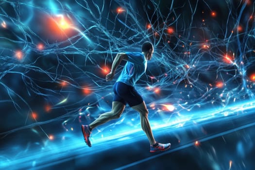 Scientific analysis of neural pathways impact on athlete performance, sport science concept