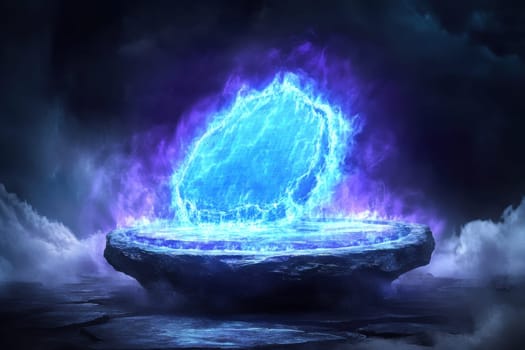 A stunning digital depiction of a cloud server surrounded by powerful energy effects. The vibrant blue glow and mystical atmosphere create a captivating visual experience.