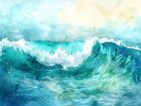 Abstract watercolor big wave for textures