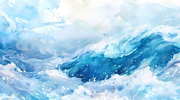 Abstract watercolor big wave for textures
