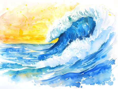 Abstract watercolor big wave for textures