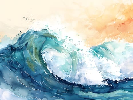 Abstract watercolor big wave for textures