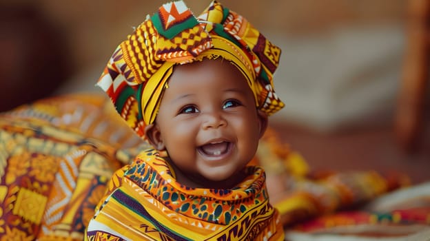 Adorable African baby in traditional clothing