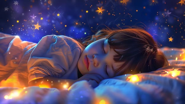 Adorable little child girl sleeping in the bed