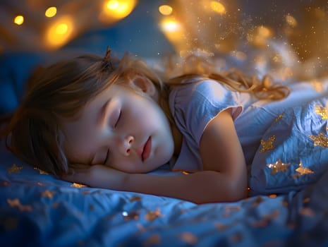 Adorable little child girl sleeping in the bed